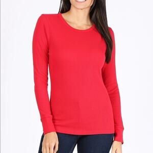 Crewneck longsleeve waffle knit thermal top